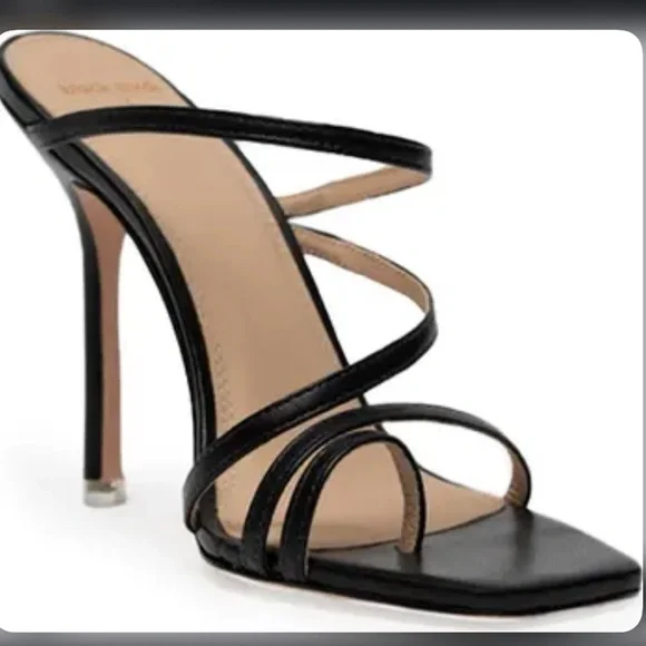 Black Suede Studio “Cindy” Black Strappy Heels - Picture 1 of 9